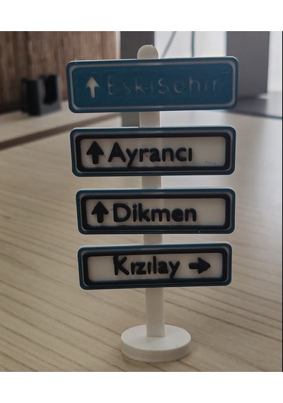 Ankara Yön Tabelası Mini Masa Dekoru Kızılay Dikmen Ayrancı Eskişehir Özel Renkli Miniatür Çok Renkli
