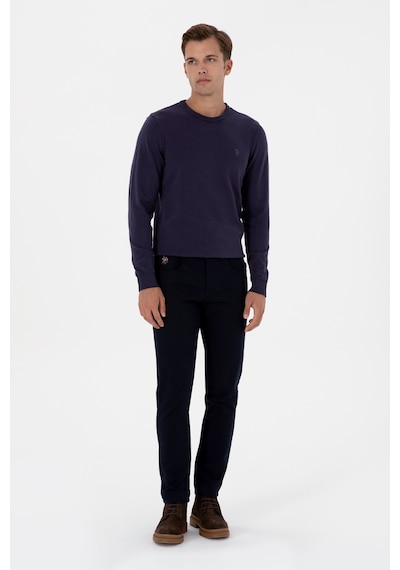 U.S. Polo Assn. Erkek Slim Fit Bisiklet Yaka Mürdüm Basic Kazak 50313713-VR074