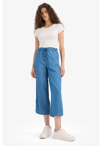 Defacto Pull On Culotte Yüksek Esnek Belli Tensel Yıkamalı İnce Jean Pantolon D8241ax25smnm28 Mavi