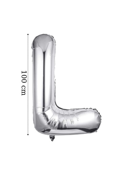 Folyo Balon L Harfi Helyum Balon 100 Cm Gümüş Renk - L Harf Balon - Harf Folyo Silver Balon Çok Renkli