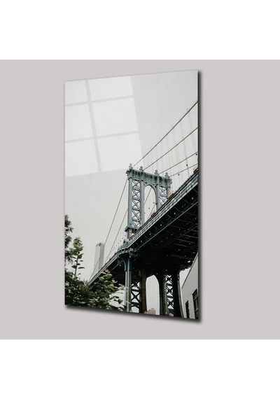 New York Ruhu Brooklyn Köprüsü Cam Tablo Şehir Manzarası Duvar