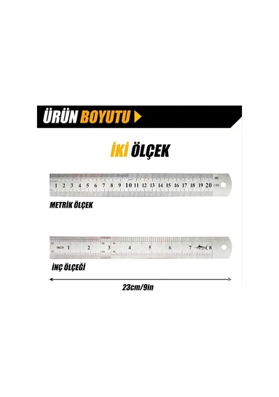 Çelik Cetvel 20 Cm