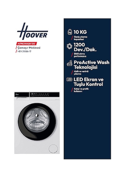 Hoover Hey 210B8-17 1200 Devir 10 KG Çamaşır Makinesi Beyaz