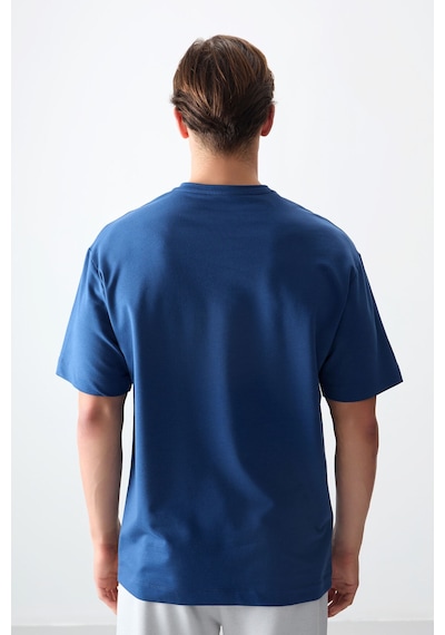 Air Jones Tommy Life Parlament Pamuklu Kalın Yumuşak Dokulu Oversize Fit Basic Erkek T-shirt - 88377 Parlament