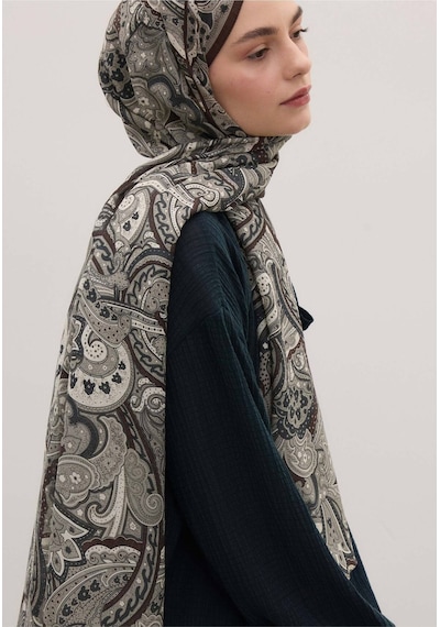 Freshscarfs Siara Desen Şal Kahve haki