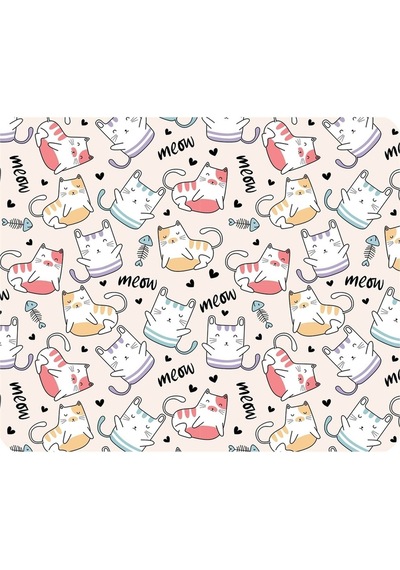 Minik Kediler Meow - Kare Baskılı Mouse Pad Mousepad