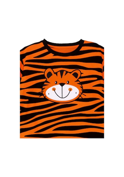 Denokids Kaplan Aplikeli Erkek Çocuk Sweatshirt Turuncu