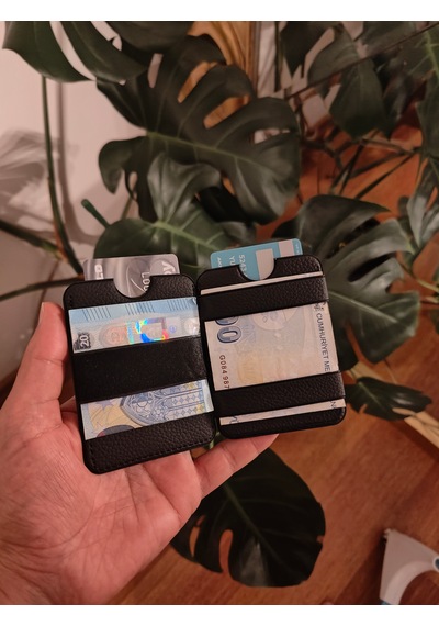 Prava Deri Suni Deri Basic Unisex Kredi Kartlık Siyah