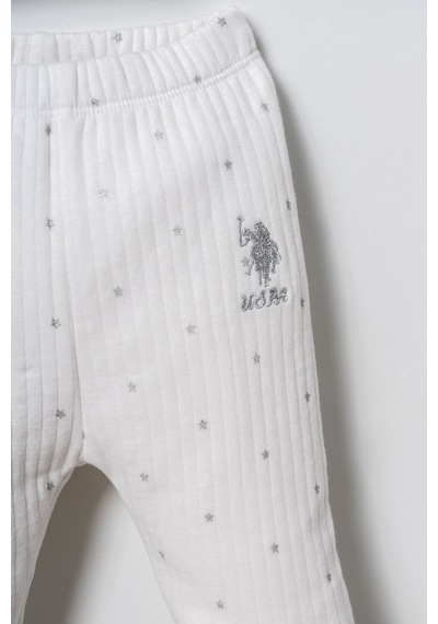 U.S. Polo Assn. Nakışlı Kız Bebek Beyaz Uzun Kol Pijama Takım Usb3236-c-v1 Usb3236-c-v1