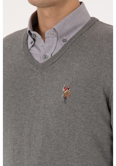 U.S. Polo Assn. Erkek Gri Melanj Basic Kazak 50307778-VR086
