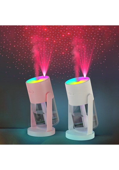 Jopus Rgb Led Işıklı Hava Oda Nemlendirici Yıldız Tavan Efektli Buhar Makinesi Aroma Difüzör - Cl32 Pembe