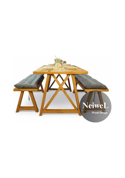 Neiwel Pina Doğal Ahşap Banklı Mutfak Ve Yemek Masası Takımı-120-280 Takım Açık Ceviz Neiwel Pina Doğal Ahşap Banklı Mutfak Ve Yemek Masası Takımı-120-280 Takım Açık Ceviz