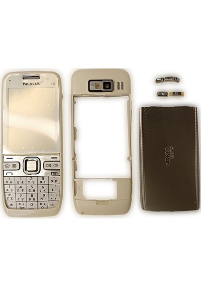 Nokia E55 Kasa Kapak Tuş Takımı E55 Uyumlu Beyaz Renk Orta Kasa Ö