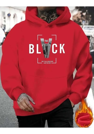 Kozia Outdoors Siyah Oversize Unisex Swaetshirt Kırmızı