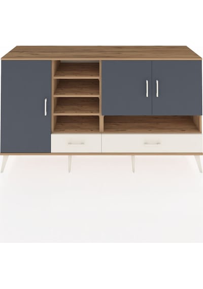Kronos Konsol 8 Raflı 2 Çekmeceli 3 Kapaklı 176x59x99 Çam-antrasi Çam-antrasit/aytaşı