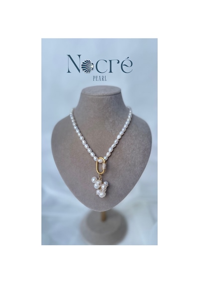 Lustre İnci Charmlı Kolye Beyaz