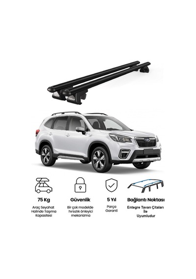 Venüs Subaru Forester 2013-2018 Uyumlu Siyah Ara Atkı Port Bagaj Tavan Barı