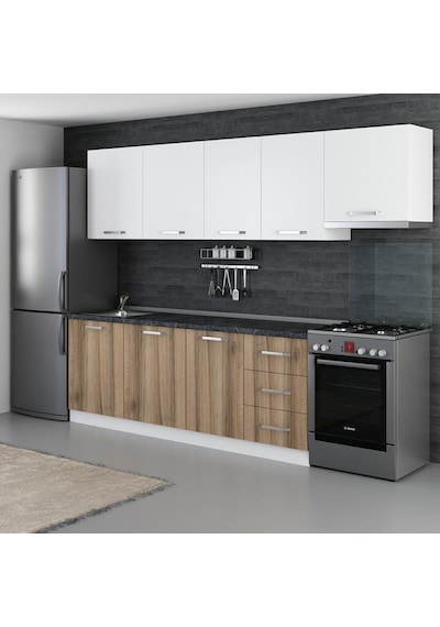 Minar 280 Cm Mutfak Dolabı Beyaz Dore 280-d4