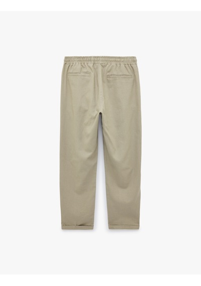 Koton Slim Fit Keten Karışımlı Cepli Beli Lastikli Bağcıklı Pantolon Gri 6sam40169hw