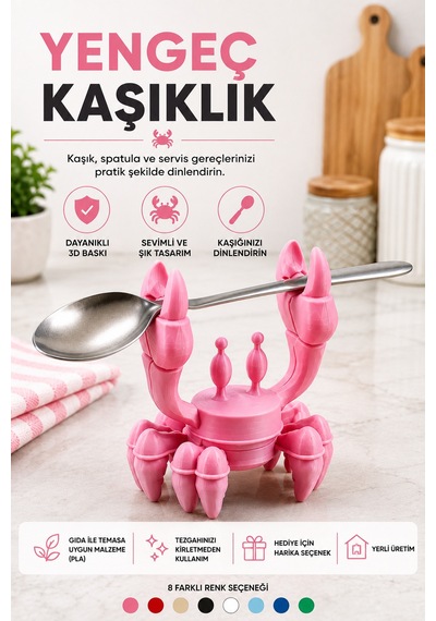 3d Baskı Yengeç Kaşıklık Mutfak Tezgahı Kaşık Dinlendirme Aparatı