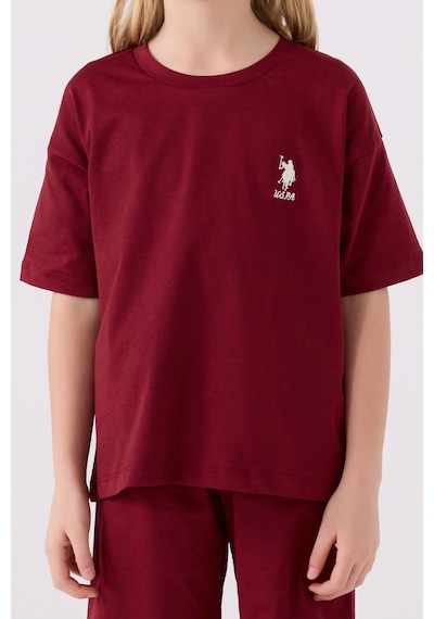 U.S. Polo Assn. U.s. Polo Assn Kız Çocuk Bordo Bermuda Takım Us1848-c-v22 Bordo