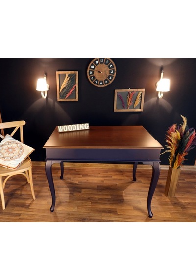 Wooding-Mobilya Wooding 100 Cm Masif Lacivert Ceviz Yemek Masası