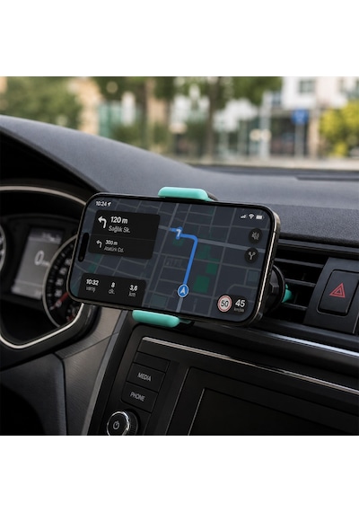 Powermaster Pm-39119 Plastik 360 Derece Dönebilen Ayarlanabilir Kıskaçlı Araç İçi Telefon Tutucu Siyah