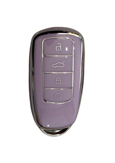 Autohan Keys Araç Anahtarı Koruma Kılıfı, Chery Tiggo 8 Pro, Omoda 5, Tiggo 7 Avantgarde İle Uyumlu, Lila-gümüş