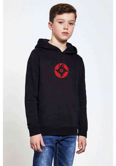 Tshirthane Shisui Sharingan Baskılı Unisex Çocuk Kapüşonlu Siyah Sweatshirt