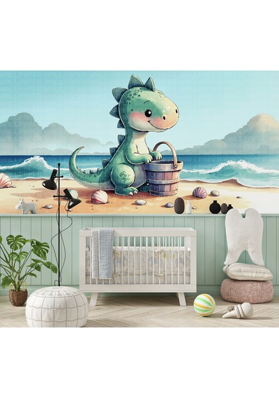 Deniz Kıyısında Dinozor Çocuk Odası Poster Duvar Kağıdı