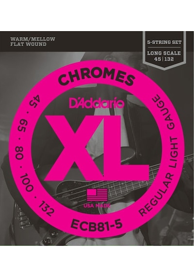 D'addario Ecb81-5 Chromes Bass 5-String. Light. 45-132. Long Scal