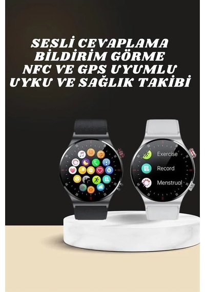 Akıllı Saat Amoled Ekran Bluetooth Bağlantılı Sesli Görüşme Nabız Ölçer