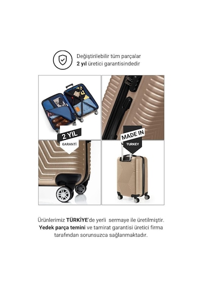 G&d Polo Suitcase Abs Kabin Ve Büyük Boy Gold 2'li Valiz Seti 600.06-set-bk Altın
