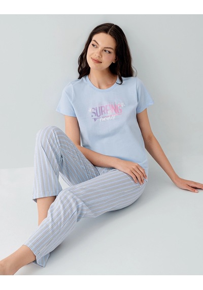 Arnetta 3598-s Kısa Kol Pijama Takımı Mavi