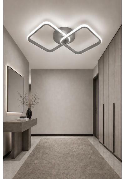 Tilya Led Plafonyer Avize Beyaz Işık Gri
