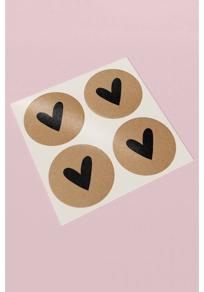 Kraft Siyah Kalp Sticker 3x3cm St2341 Çok Renkli