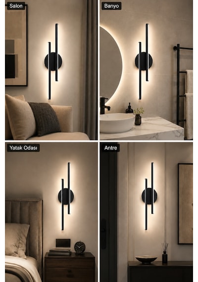 AvizeGO Aden Modern Led Duvar Apliği Günışığı Siyah