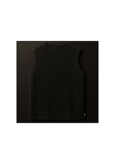 Technomonkey Siyah Erkek Pamuklu Vintage Sporcu Atleti Oversize Yıkamalı Afro House Baskılı Kolsuz T-shirt
