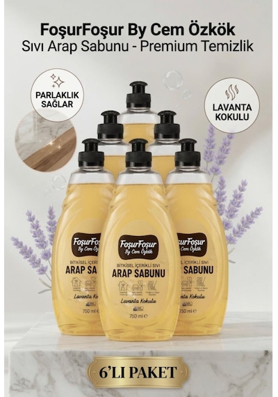 Foşurfoşur By Cem Özkök Lavanta Kokulu Bitkisel Sıvı Arap Sabunu 6 x 750 ML