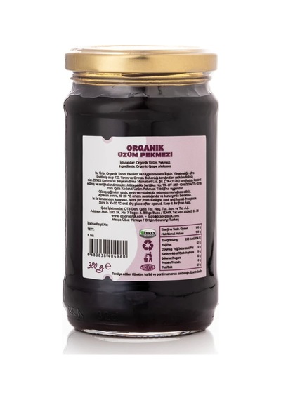 Ots Organik Üzüm Pekmezi 380 gr (Organik Sertifikalı, Pestisit Analizli)