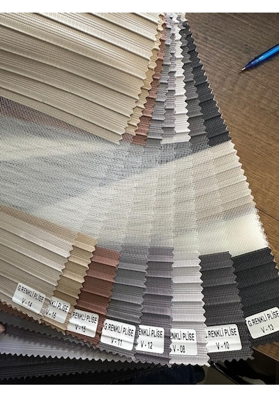 Perdecizade Enxboy Açık Kahve Geçişli Pilise Zebra Stor Perde-mutfak-salon-ofis Perde Beyaz