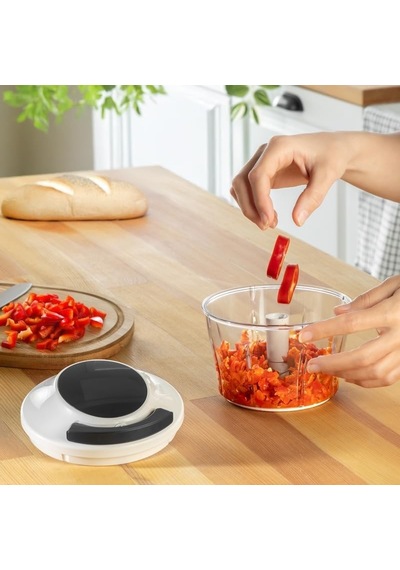 Ayrex Orret Home 700 Ml 3 Bıçaklı İpli Rondo Çekmeli Doğrayıcı, Hızlı Ve Pratik Sebze Doğrama, Paslanmaz