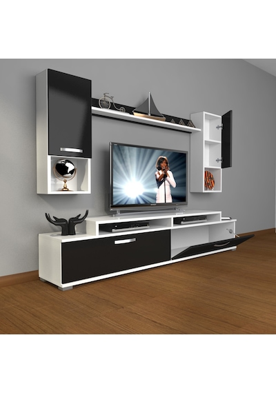 Decoraktiv Ekoflex 5da Mdf Tv Ünitesi Tv Sehpası Beyaz - Siyah
