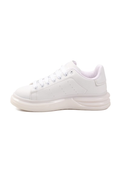 Beyaz Bağcıklı Cilt Hafifi Unisex Sneaker 628 G Beyaz