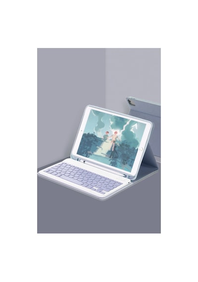 İpad Uyumlu Air 11 2024 Kılıf Kc01 Smart Klavyeli Tablet Kılıfı - Lacivert