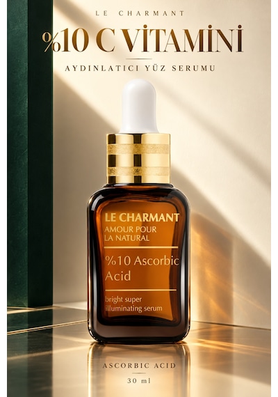 %10 C Vitamini Serumu Askorbik Asit İçeren Aydınlatıcı Yüz Bakım Serumu 30 Ml