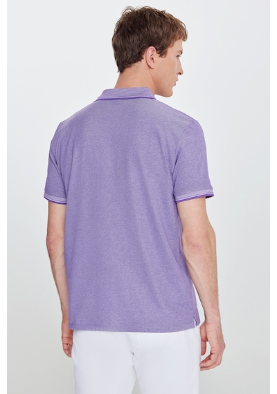 AC&Co / Altınyıldız Classics 4A4820200047MBYXL Düğmeli Polo Yaka Cepsiz Slim Fit Erkek Tişört Mor - Beyaz
