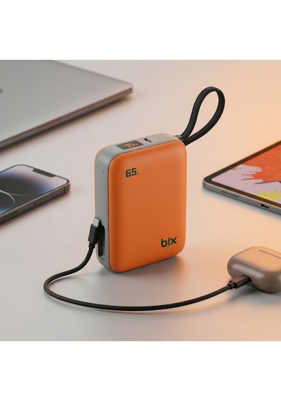 Bix Pb120 20000mah 65w Type-c Pd Kompakt Tasarımlı Dijital Göstergeli Powerbank Taşınabilir Hızlı Şarj Cihazı Turuncu
