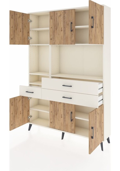 Arges Dolap 9 Raflı 3 Çekmeceli 6 Kapaklı 132x30x195 Aytaşı-ç... Aytaşı