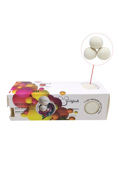 Woolyball Yün Kurutma Topu 3 Lü Kırışık Giderici - Kurutma Makinesi İçin Açık Bej